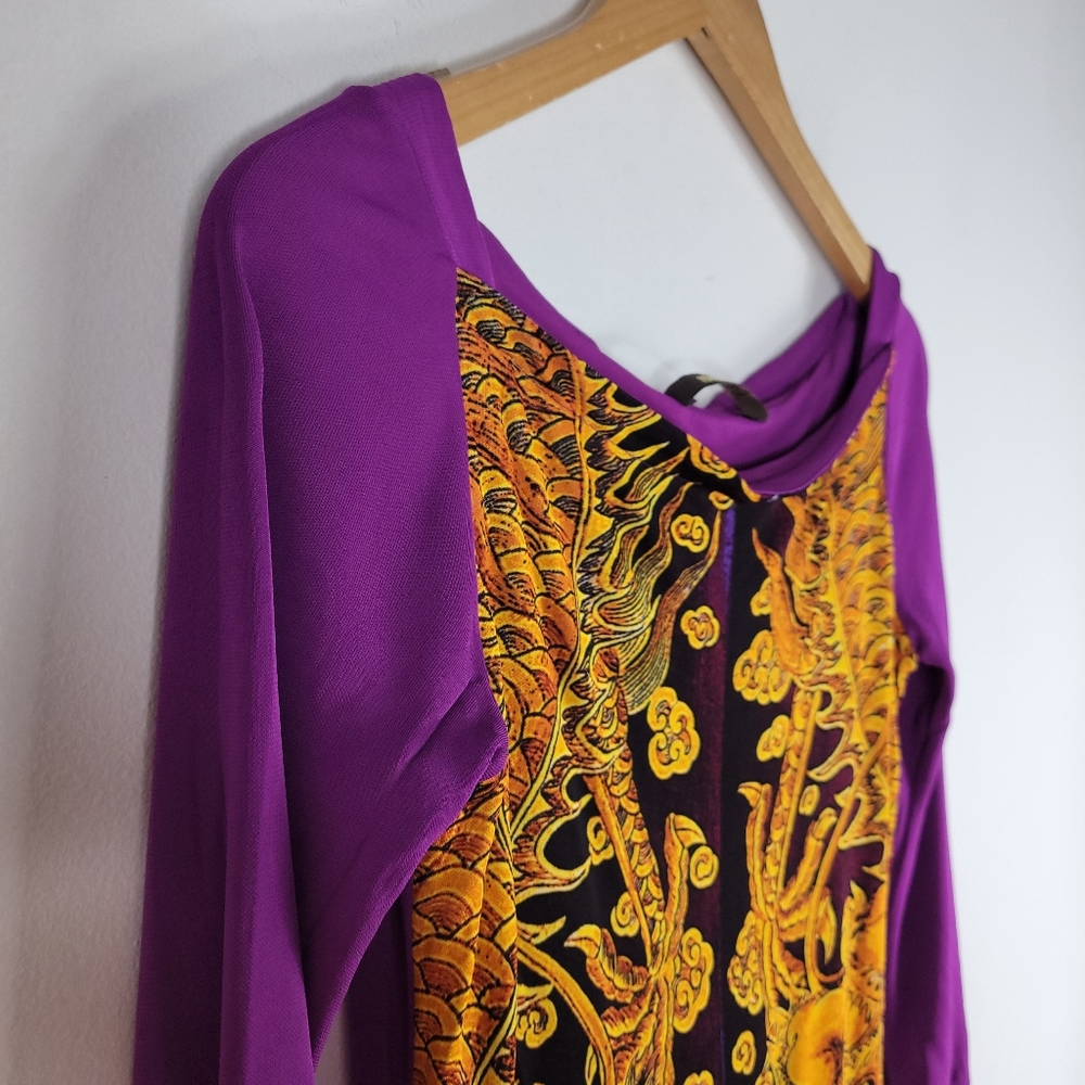 Roberto Cavalli Vintage Y2K Mesh Dragon Print Mini Dress Rare Hard to Find - Picture 4 of 12